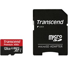 تصویر کارت حافظه microSDXC ترنسند مدل Premium کلاس 10 استاندارد UHS-I U1 سرعت 60MBps 400X همراه با آداپتور SD ظرفیت 128 گیگابایت