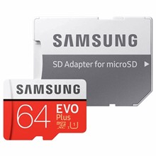 تصویر کارت حافظه microSDXC سامسونگ مدل Evo Plus کلاس 10 استاندارد UHS-I U1 سرعت 80MBps همراه با آداپتور SD ظرفیت 64 گیگابایت