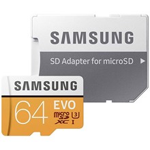 تصویر کارت حافظه microSDXC سامسونگ مدل Evo کلاس 10 استاندارد UHS-I U3 سرعت 100MBps همراه با آداپتور SD ظرفیت 64 گیگابایت