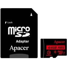تصویر کارت حافظه microSDXC اپیسر کلاس 10 استاندارد UHS-I U1 سرعت 85MBps همراه با آداپتور SD ظرفیت 64 گیگابایت