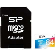 تصویر کارت حافظه microSDXC سیلیکون پاور مدل Color Elite کلاس 10 استاندارد UHS-I U1 سرعت 85MBps همراه با آداپتور SD ظرفیت 64 گیگابایت