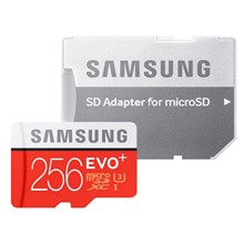 تصویر کارت حافظه microSDXC سامسونگ مدل Evo Plus کلاس 10 استاندارد UHS-I U3 سرعت 100MBps همراه با آداپتور SD ظرفیت 256 گیگابایت
