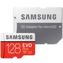 تصویر کارت حافظه microSDXC سامسونگ مدل Evo Plus کلاس 10 استاندارد UHS-I U3 سرعت 100MBps همراه با آداپتور SD ظرفیت 128 گیگابایت